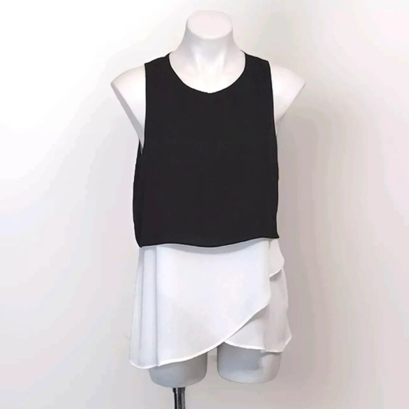 Joseph Ribkoff Tops - Joseph Ribkoff Colorblock Chiffon Double Layered Tank Top Flowy Chic Small